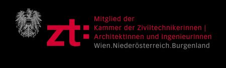 Mitgliedsplakette der Kammer der ZiviltechnikerInnen, ArchitektInnen und IngenieurInnen in Wien, Niederösterreich und Burgenland